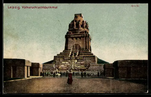 AK Leipzig, Völkerschlachtdenkmal mit Besuchern