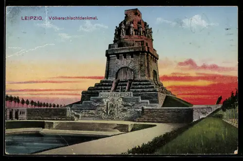 AK Leipzig, Blick zum Völkerschlachtdenkmal