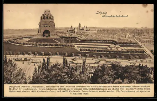 AK Leipzig, Völkerschlachtdenkmal mit Strasse des 18. Oktober