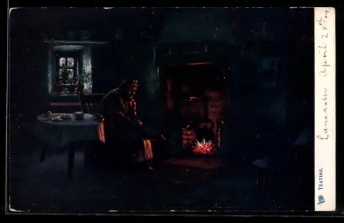 Künstler-AK Raphael Tuck & Sons Nr. 1539: Firelight Effects, Teatime