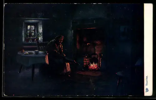 Künstler-AK Raphael Tuck & Sons Nr. 1539: Firelight Effects, Teatime