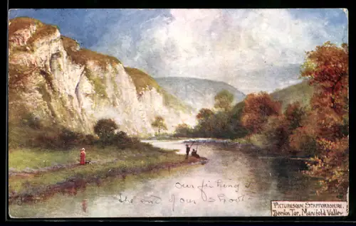 Künstler-AK Raphael Tuck & Sons Nr. 7739: Staffordshire, Beeston Tor, Manifold Valley