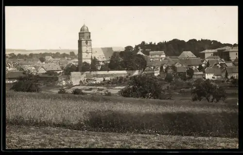 Foto-AK Usingen, Teilansicht mit Kirche