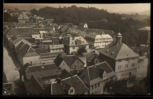 Foto-AK Usingen, Teilansicht aus der Vogelschau