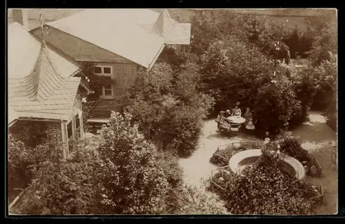 Foto-AK Usingen, Gasthof zur schönen Aussicht von Michael Schleich im Jahr 1912, Trockenstempel Aug. Weininger