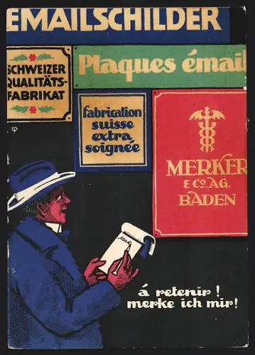 AK Baden, Metallwarenfabrik, Emaillier- und Stanzwerk Merker & Co. A. G., Schweizer Qualitätsfabrikat