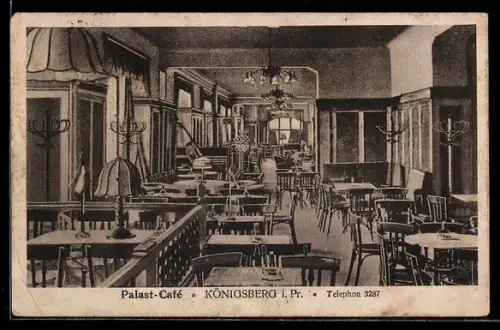 AK Königsberg i. Pr., Palast-Café, Innenraum