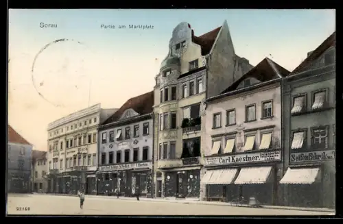 AK Sorau / Zary, Partie am Marktplatz