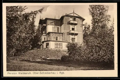 AK Ober-Schreiberhau i. Rgb., Pension Waldesruh, Inh. Max Schmidt, Aussenansicht