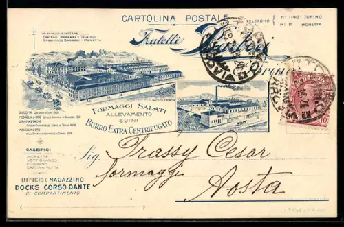 Lithographie Torino, Fratelli Barberi, Fabrikanlagen aus der Vogelschau