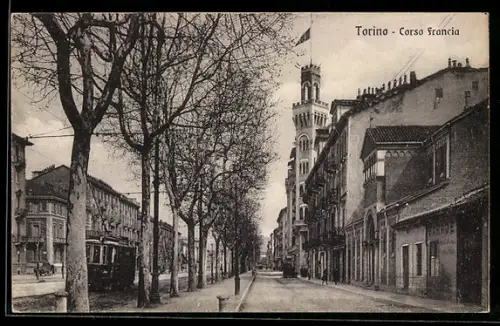 AK Torino, Corso Francia, Strassenbahn