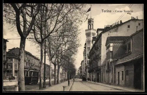 AK Torino, Corso Francia, Strassenbahn