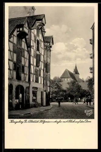 AK Königsberg, Altstädt. Holzwiesenstrasse mit Blick auf den Dom