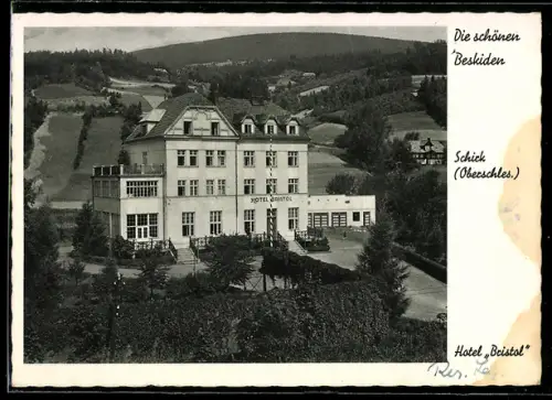 AK Schirk /Oberschlesien, Ansicht vom Hotel Bristol