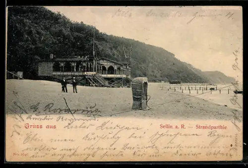 AK Sellin / Rügen, Strandpartie mit Restaurant