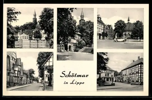 AK Schötmar in Lippe, Kreissparkasse, Strassenpartie mit Gebäudeansicht, Ortspartie