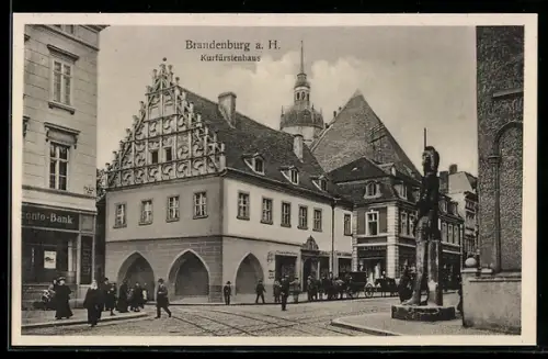 AK Brandenburg, Kurfürstenhaus mit Leuten, Bankinstitut