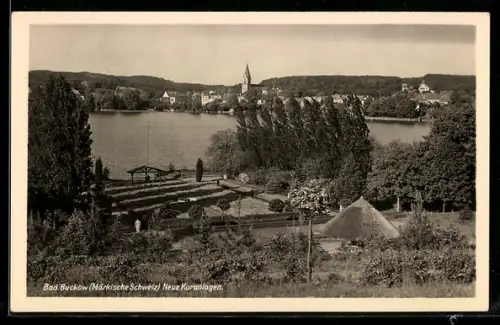 AK Bad Buckow /Märkische Schweiz, Partie bei den Neuen Kuranlagen