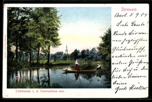 AK Lübbenau /Spreewalde, Flusspartie auf der Gorroschoa