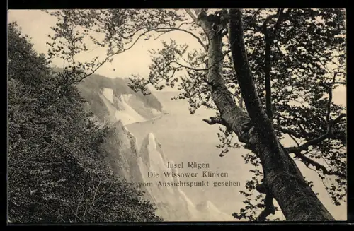 AK Rügen, Wissower Klinken vom Aussichtspunkt aus gesehen