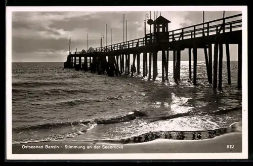 AK Bansin, Seebrücke mit Strandpartie