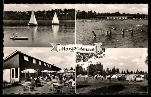 AK Lippstadt, Verschiedene Partien am Margaretensee mit Badegästen und Segelbooten