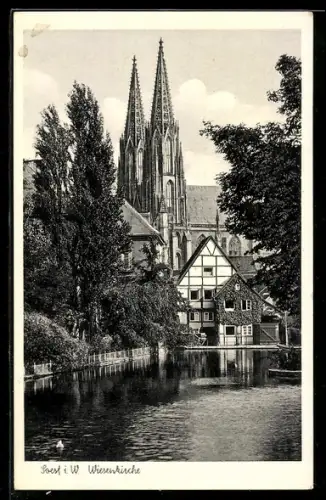 AK Soest i. W., Wiesenkirche am Wasser
