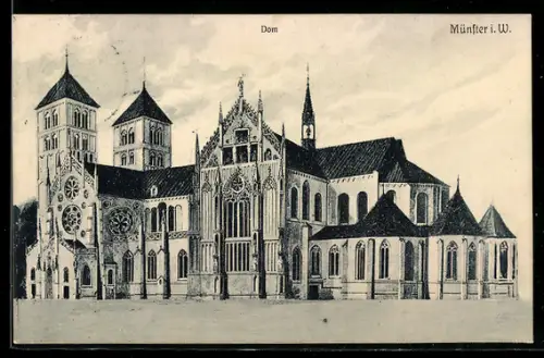 AK Münster i. W., Dom in der Aussenansicht