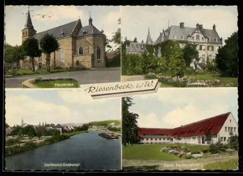 AK Riesenbeck i. W., Pfarrkirche, Surenburg, Dortmund-Emskanal, Sünte Rendel Schule