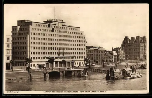 AK London, Fire Brigade Headquarters, View from Lambeth Bridge