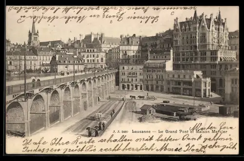 AK Lausanne, Le Grand Pont et Maison Mercier