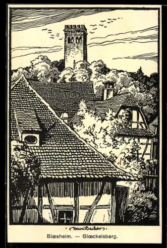 Künstler-AK Blaesheim, Gloeckelsberg