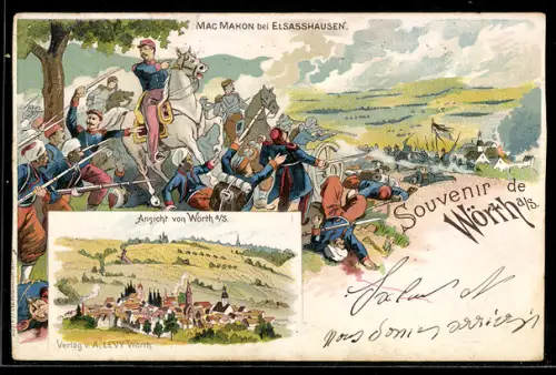 Lithographie Wörth a. S., Mac Mahon bei Elsasshausen