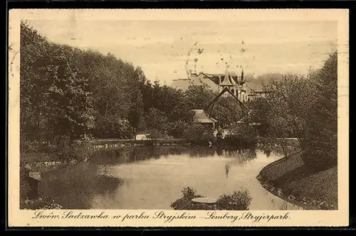 AK Lwów, Sadzawka w parku Stryjskim
