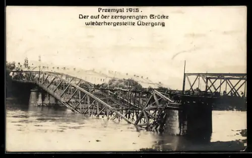 AK Przemysl, Auf zersprengter Brücke wiederhergestellter Übergang