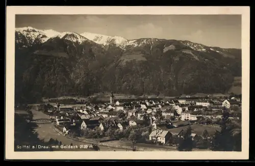 AK Spittal a. Drau, Ortsansicht mit Goldeck