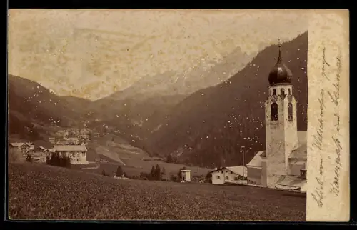 AK St. Jodok, Ortspartie mit Kirche