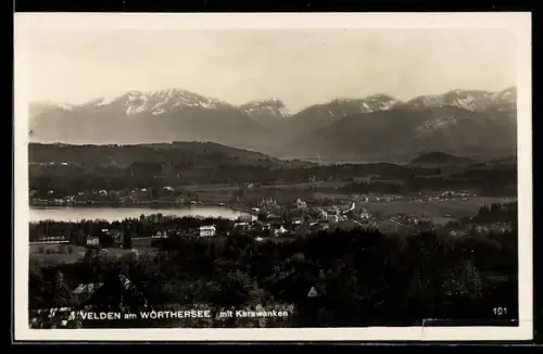 AK Velden am Wörthersee, Teilansicht mit Karawanken