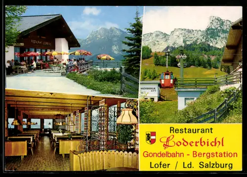 AK Lofer /Salzburger Land, Restaurant Loderbichl, Innenansicht, Nachbaralm-Schleppschilift