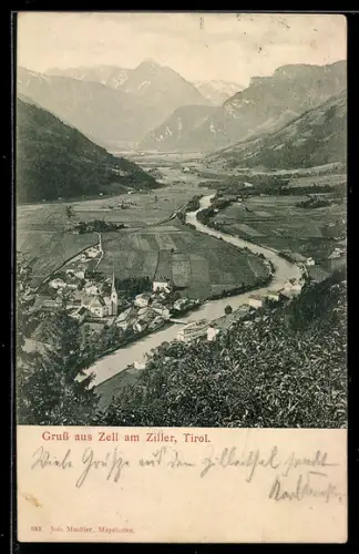 AK Zell am Ziller, Teilansicht mit Kirche