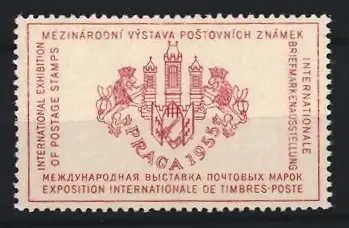 Reklamemarke Praga, Internationale Briefmarkenausstellung 1955, Stadtwappen