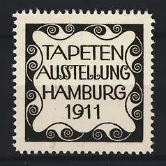 Reklamemarke Hamburg, Tapeten Ausstellung 1911, dekoratives Muster