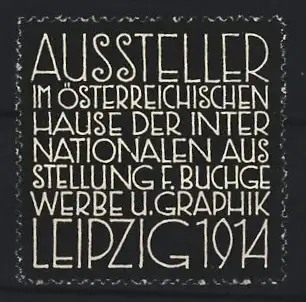 Reklamemarke Leipzig, Internationale Ausstellung für Buchgewerbe und Grafik 1914, Textgrafik
