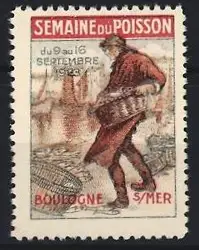 Reklamemarke Boulogne-sur-Mer, Semaine du Poisson 1923, Fischverkäufer