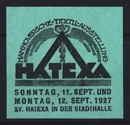 Reklamemarke Hannover, Hannoversche Textil-Ausstellung 1927, Hermesstab