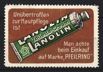 Reklamemarke Lanolin, Creme zur Hautpflege, Lanolin Creme-Tube