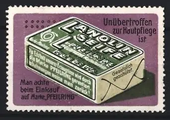 Reklamemarke Lanolin, Seife Marke Pfeilring, Seifenverpackung