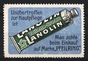 Reklamemarke Lanolin, Hautpflege-Creme, Tube als Symbol