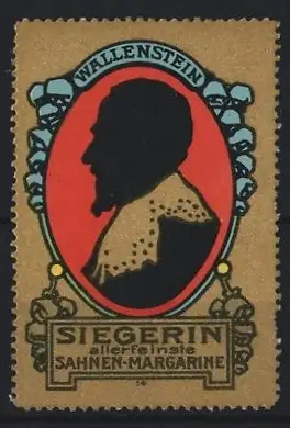 Reklamemarke Wallenstein, Sahnen-Margarine, Silhouette Albrecht von Wallenstein