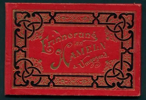 Leporello-Album Hameln mit 15 Lithographie-Ansichten, Bahnhof, Gasthaus Felsenkeller, Dreyers Berggarten, Osterstrasse